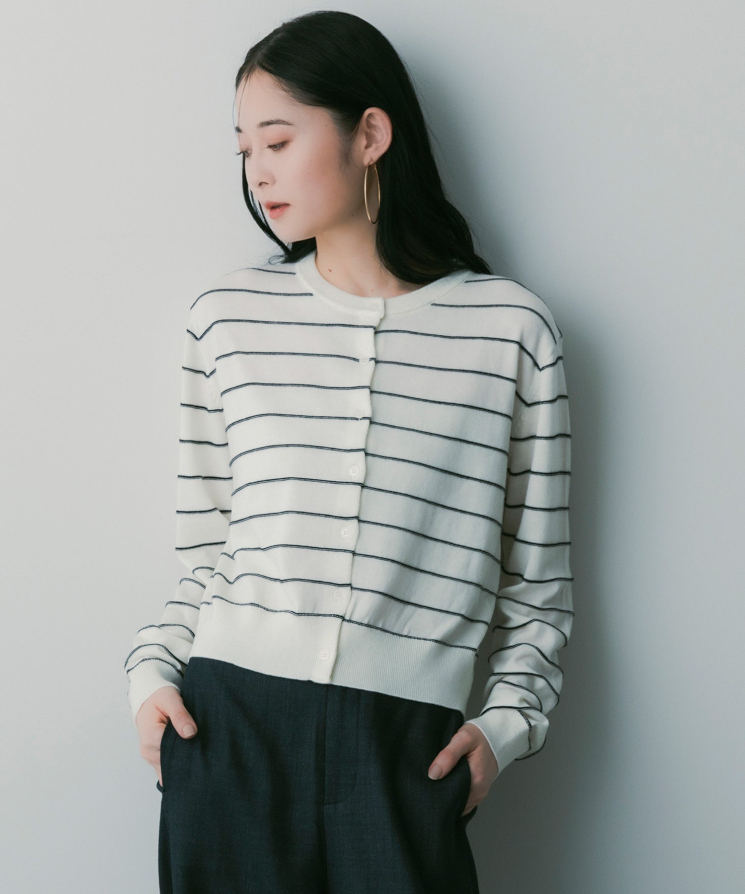 ボーダーニットカーディガン