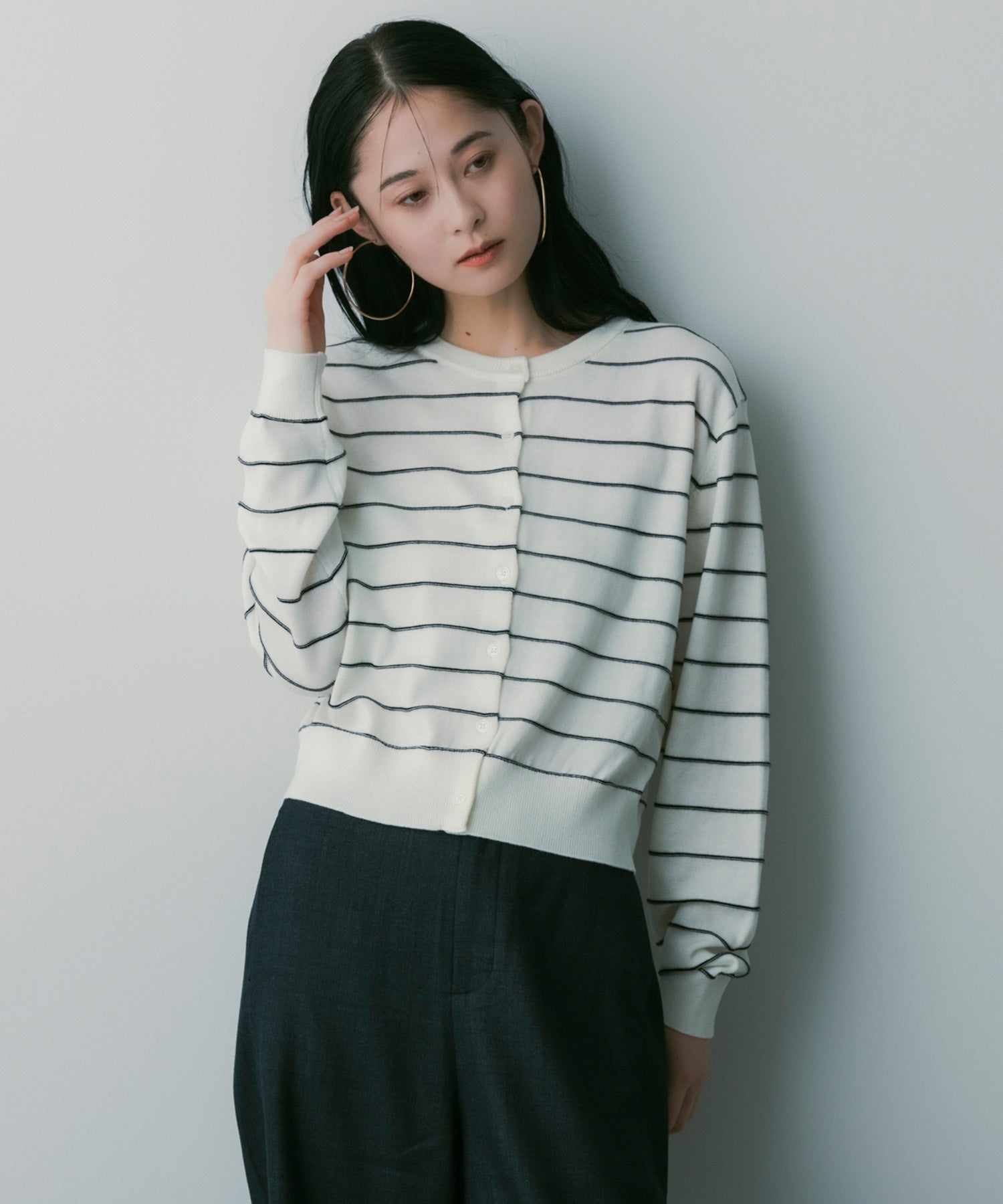 ボーダーニットカーディガン