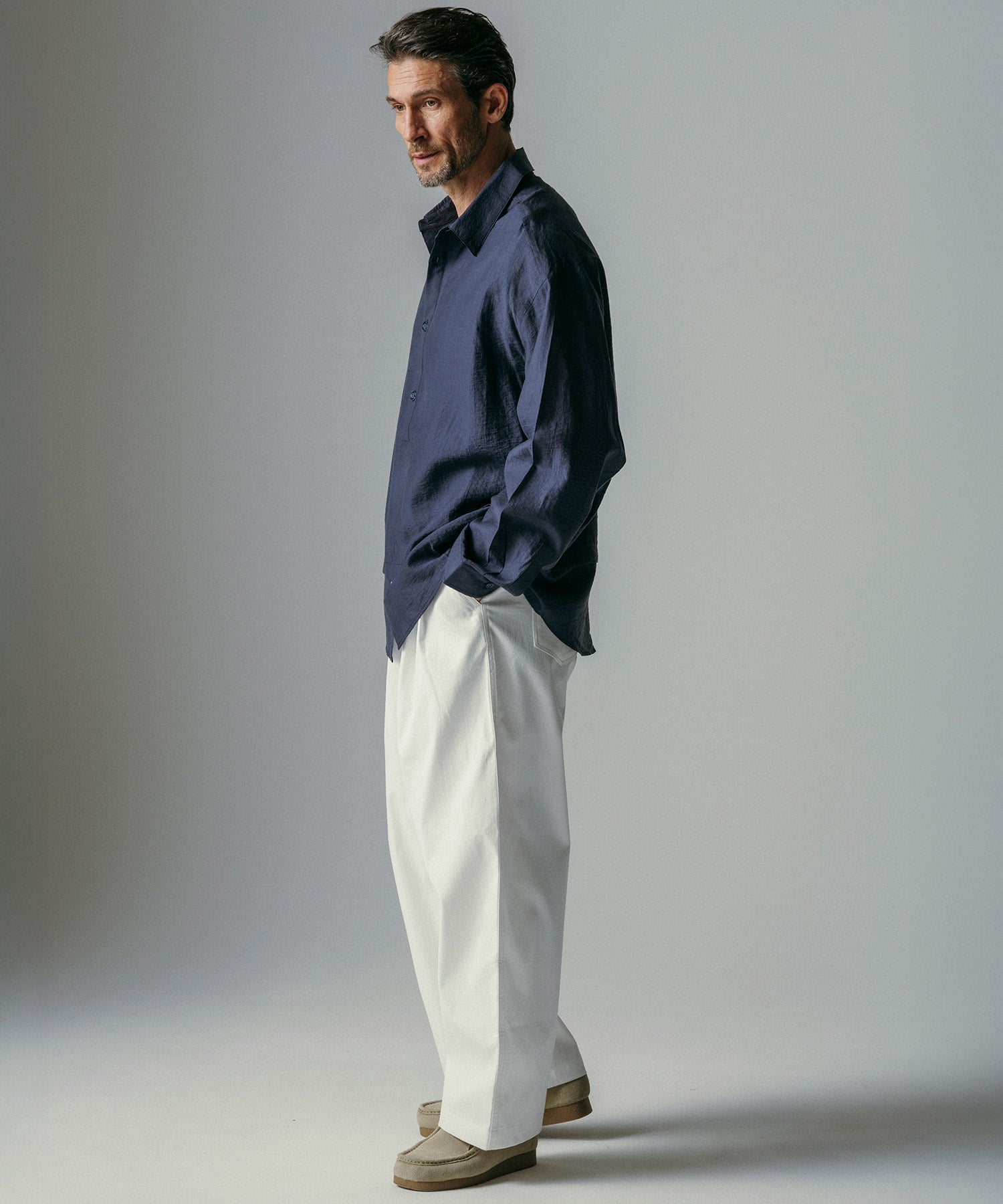 ハイウエスト ワンプリーツワイドパンツ