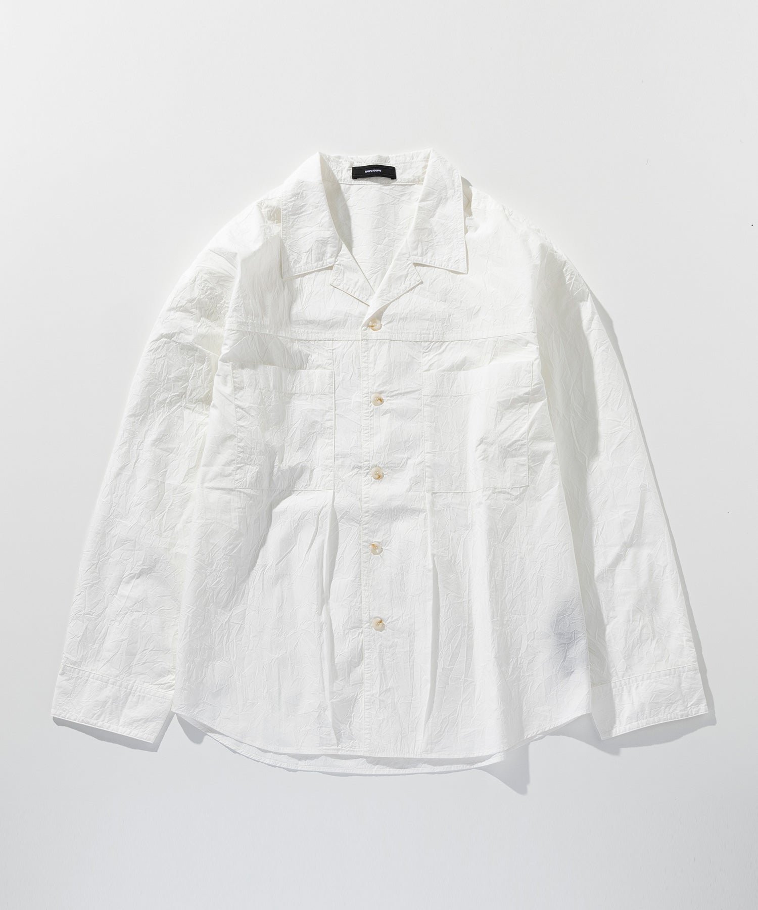 コットンブレンド 開襟長袖シャツ