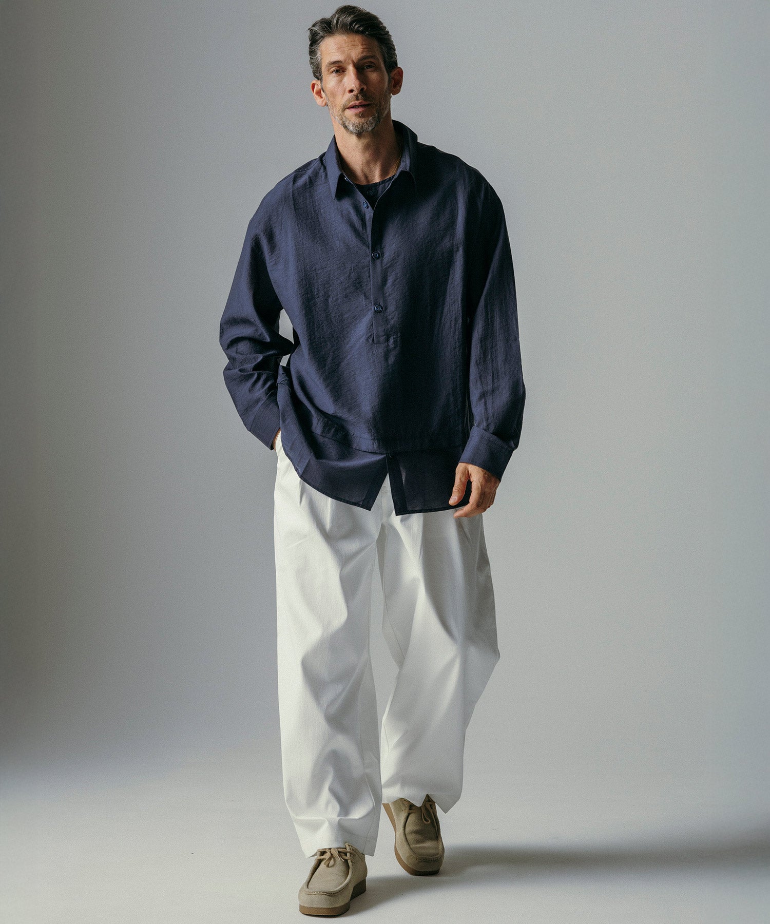 ハイウエスト ワンプリーツワイドパンツ